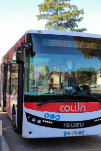 T-libr, voyage inaugural zone Côtière 06.10.2023 : Le bus Colibri pour prendre la direction de Montluel (crédits photo : CCMP)