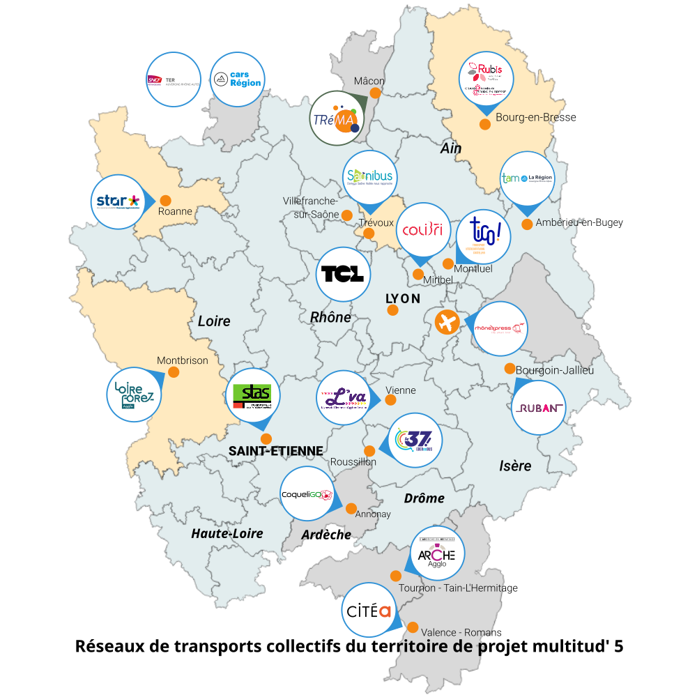 Les réseaux de transports collectifs du territoire de projet multitud' 5
